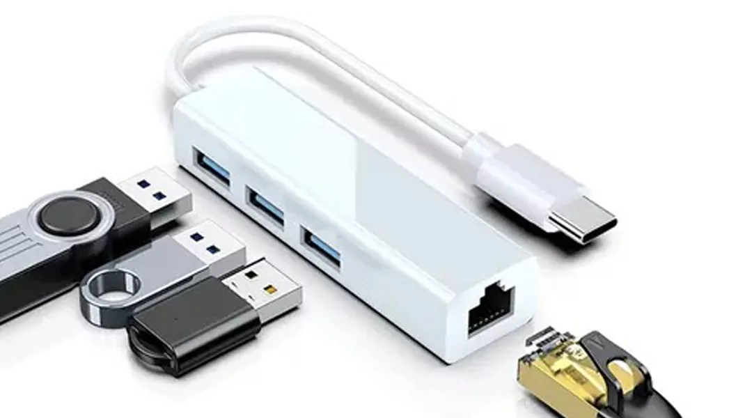 Adaptador Hub USB 4 en 1 Tipo C Ethernet Lan